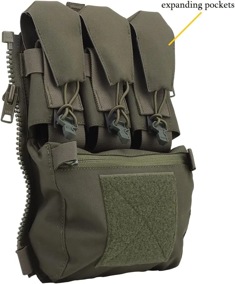 MOLLE Back Panel Banger Zipper on Pouch Triple Mag Holder Tactical Expansion Bag for Hunting Airsoft Vest