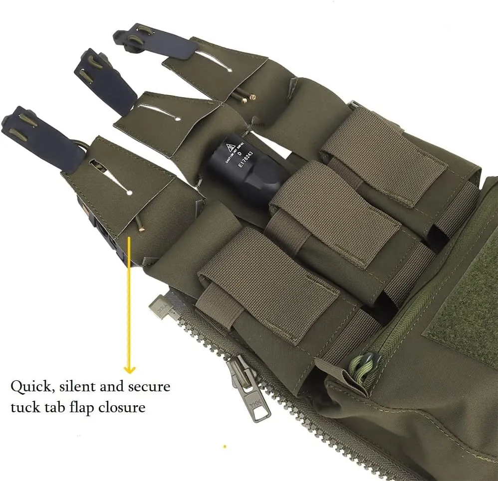 MOLLE Back Panel Banger Zipper on Pouch Triple Mag Holder Tactical Expansion Bag for Hunting Airsoft Vest