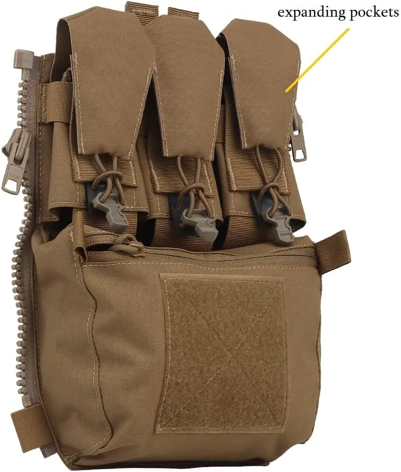 MOLLE Back Panel Banger Zipper on Pouch Triple Mag Holder Tactical Expansion Bag for Hunting Airsoft Vest