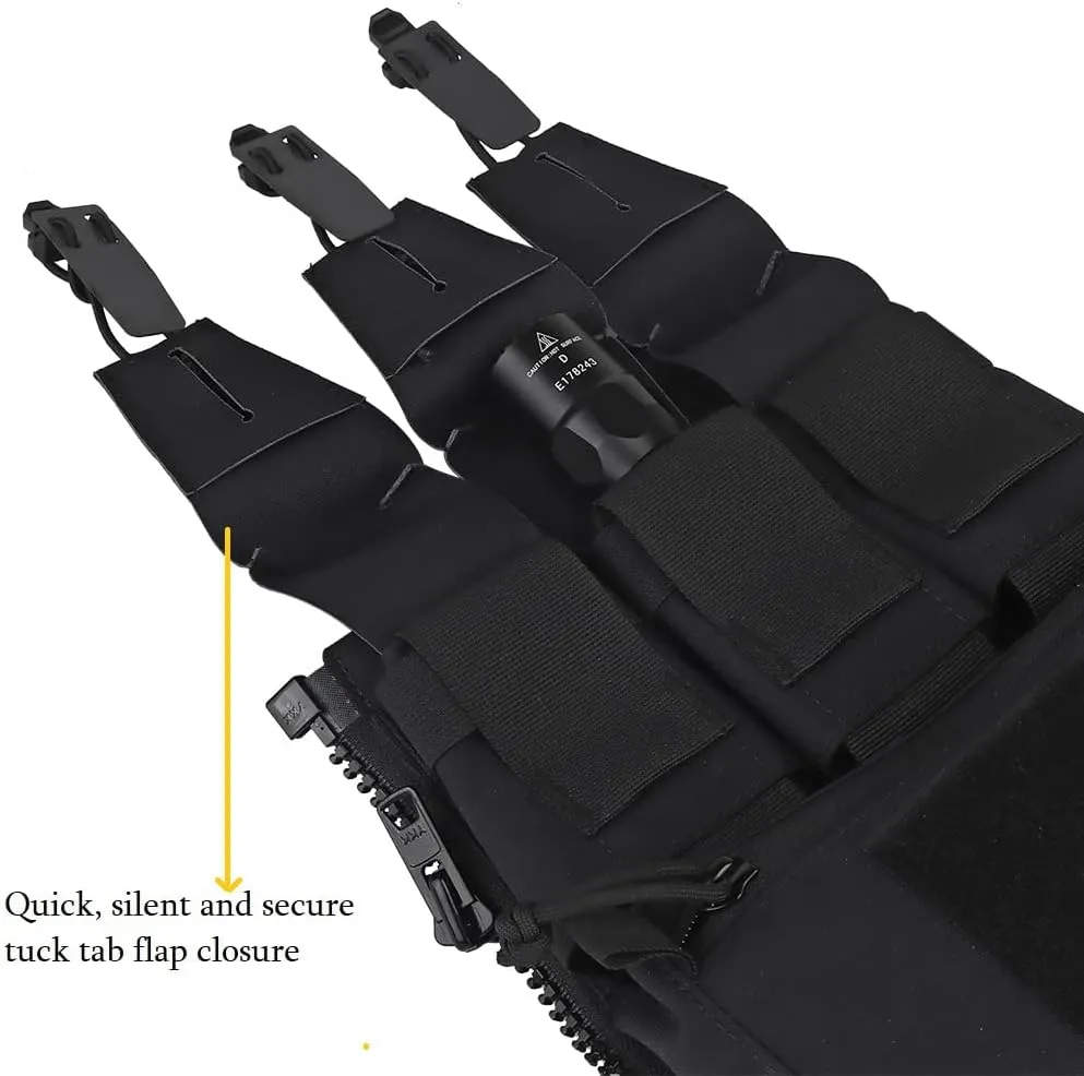 MOLLE Back Panel Banger Zipper on Pouch Triple Mag Holder Tactical Expansion Bag for Hunting Airsoft Vest