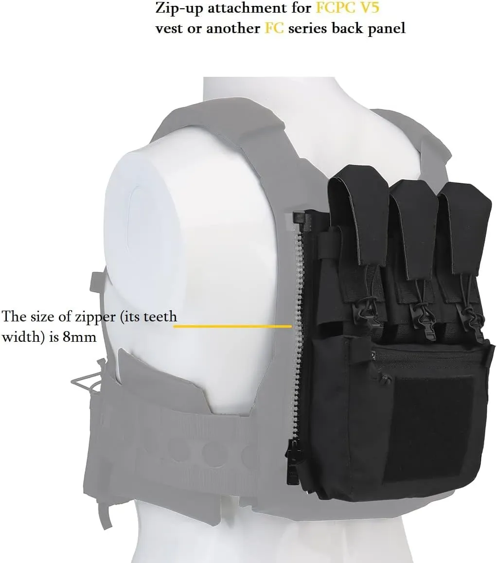 MOLLE Back Panel Banger Zipper on Pouch Triple Mag Holder Tactical Expansion Bag for Hunting Airsoft Vest