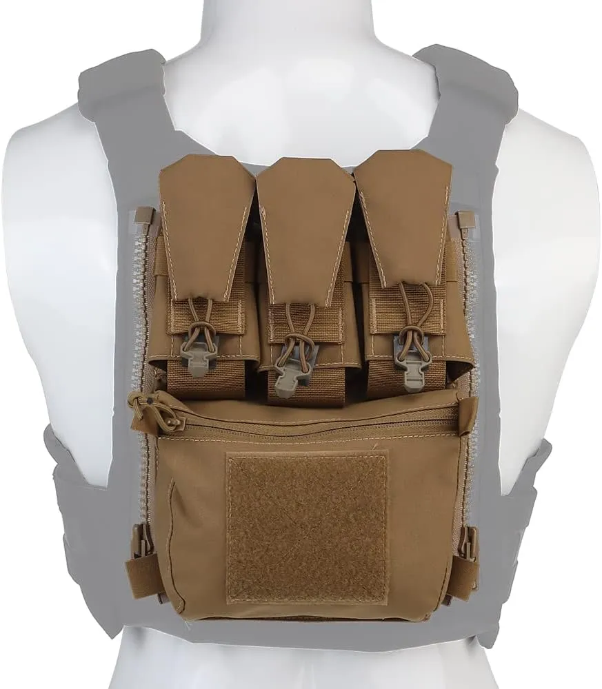 MOLLE Back Panel Banger Zipper on Pouch Triple Mag Holder Tactical Expansion Bag for Hunting Airsoft Vest