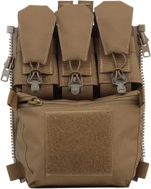 MOLLE Back Panel Banger Zipper on Pouch Triple Mag Holder Tactical Expansion Bag for Hunting Airsoft Vest