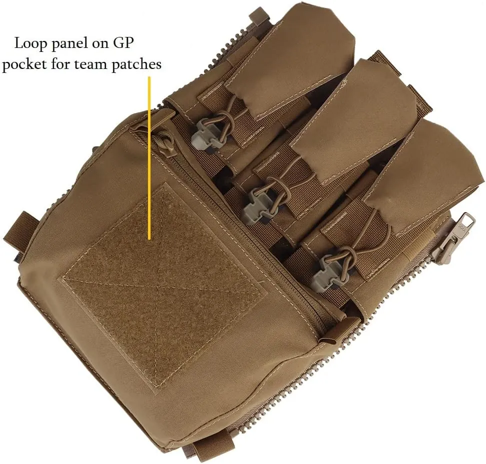 MOLLE Back Panel Banger Zipper on Pouch Triple Mag Holder Tactical Expansion Bag for Hunting Airsoft Vest