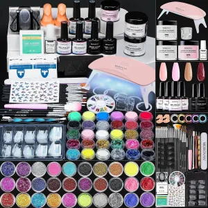 Morovan Acrylic Nail Kit for Beginners: Professional Nail Kit Acrylic Nail Set with U V Lamp with Everything Gel Polish Starter Kit with Glitter Acrylic Powder Nail Kit Gift Home Salon