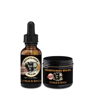 Mountaineer Brand Basic Beard Bundle | Beard Oil 1oz & Conditioning Beard Balm 2oz for Men | Conditioner & Beard Growth Kit for Men's Beard Care | Softens Hydrates Hair | Citrus & Spice Scent