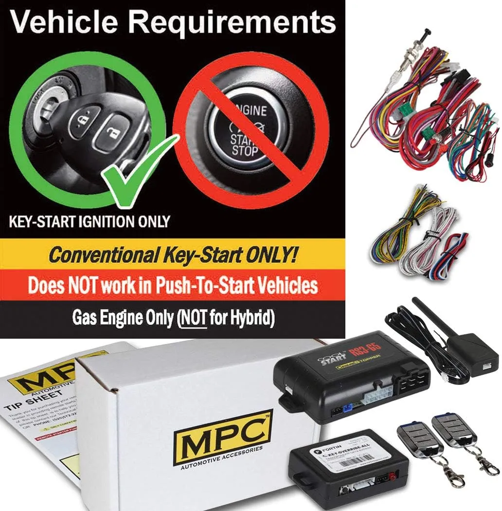 MPC Complete Remote Start with Keyless Entry Kit Compatible with Ford Freestyle 2005-2007 - (2) 4 Button Remotes