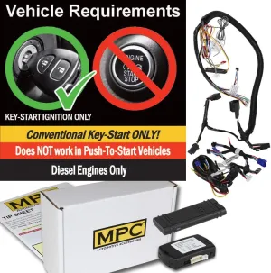 MPC Plug & Play Smartphone or Factory Remote Activated Start Kit Compatible with 2011-2016 Ford F-450 Diesel Only - w/T-Harness