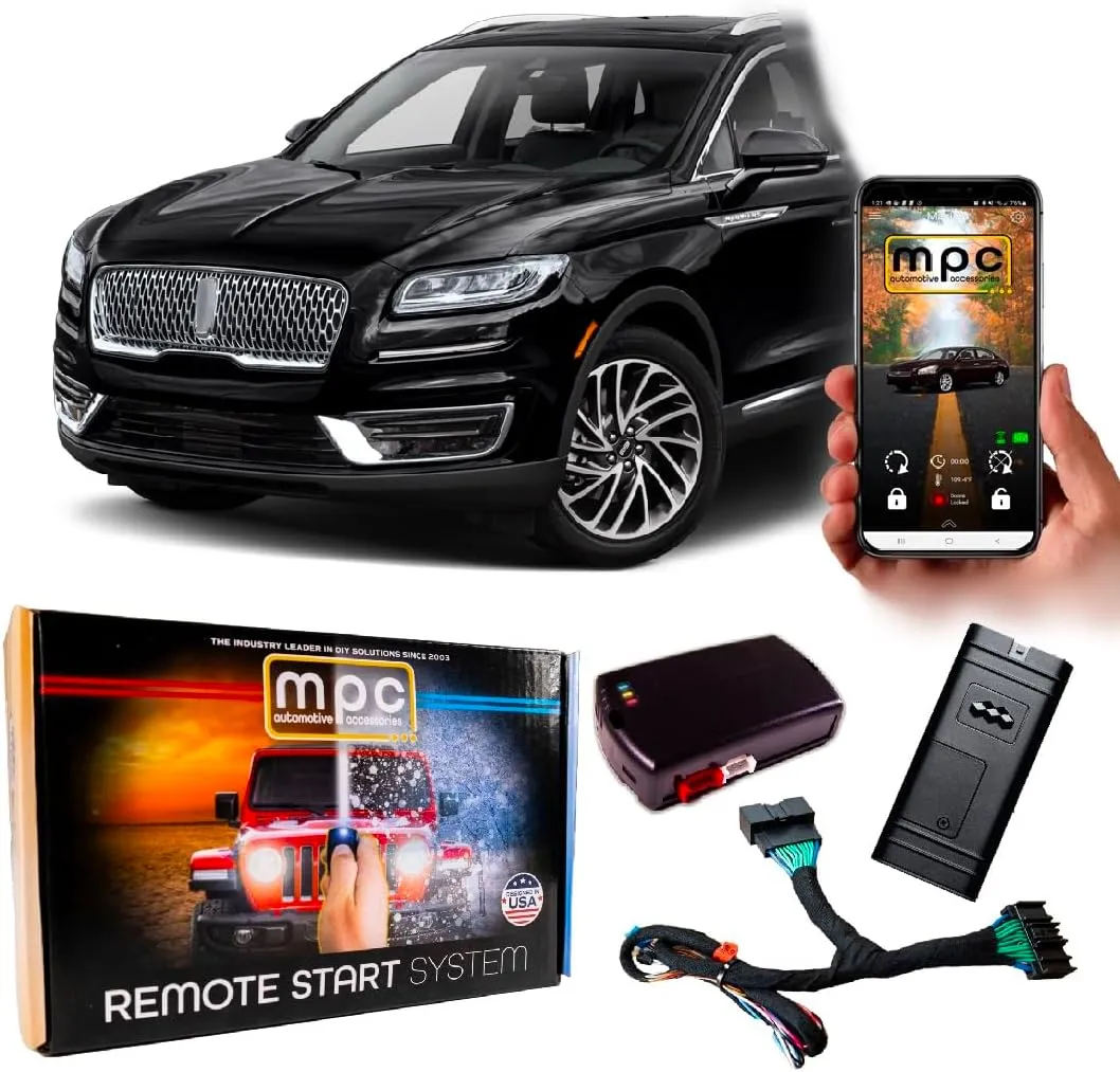 MPC Plug N Play Remote Start with Smartphone Control Compatible with 2016-2019 Lincoln Nautilus |Gas| |Push to Start| with T-Harness - Factory Key Fob Activated