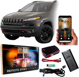 MPC Plug N Play Remote Start with Smartphone Control for 2015-2018 Jeep Cherokee |TIP Key| T-Harness - Smartphone or Factory Key Fob Activated