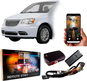 MPC Plug N Play Remote Starter with Smartphone Control Compatible with 2011-2016 Chrysler Town & Country |Gas| |Key to Start| with T-Harness - Factory Key Fob Activated - Press 3X to Start