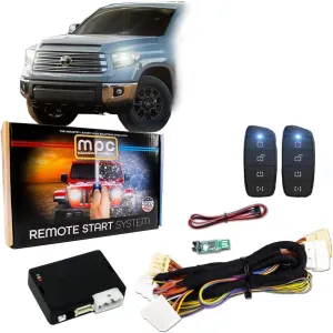 MPC Remote Starter Compatible with Toyota Tundra 2022-2024 Hybrid |H-Key| Plugin T-Harness - (2) Extended Range 4-Button 2-Way Remotes - Up to 3,000 ft - Firmware Preloaded - USA Tech Support