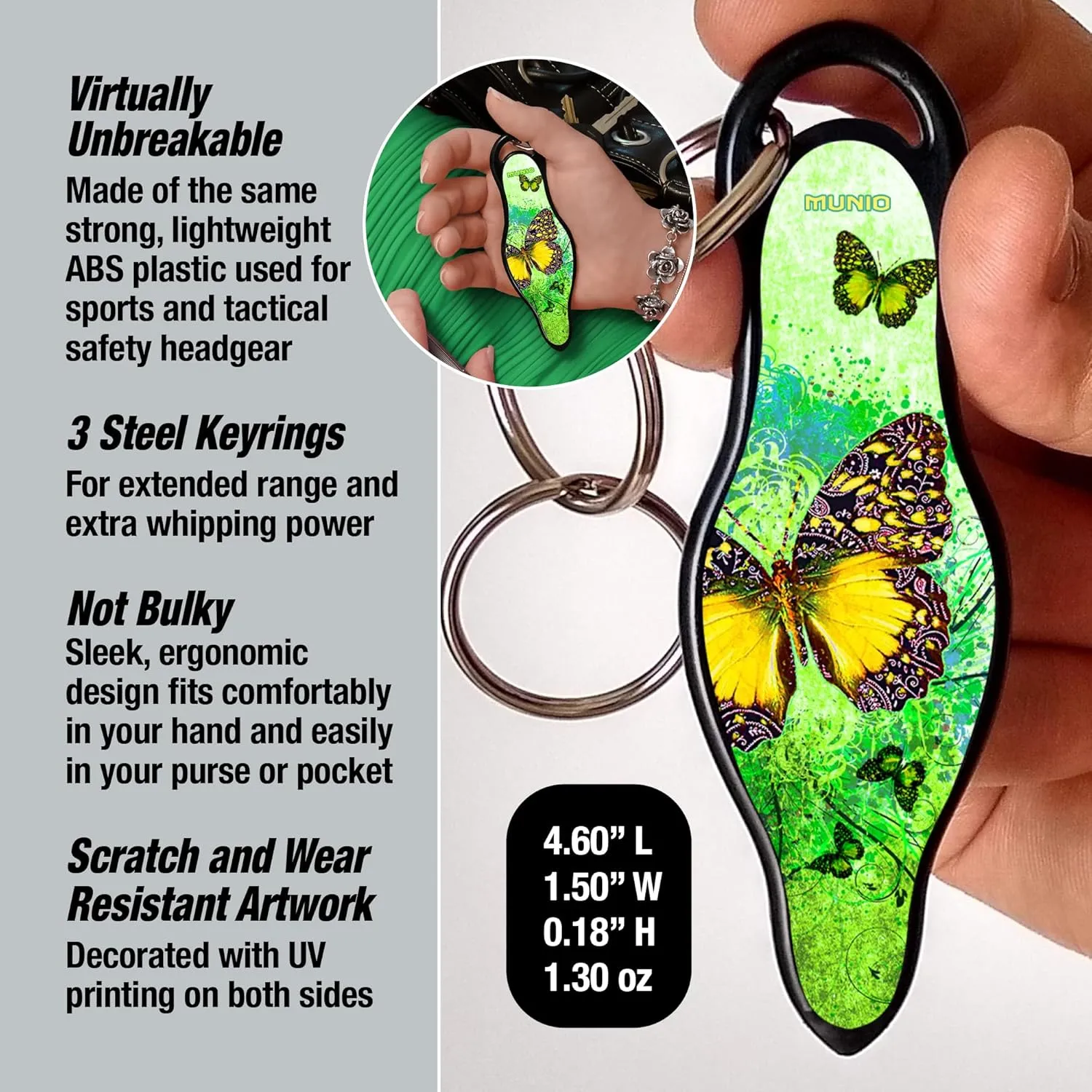 MUNIO Original Self Defense Keychain Kit - Self Protection Personal Safety Essentials, Portable Defense Kubotan