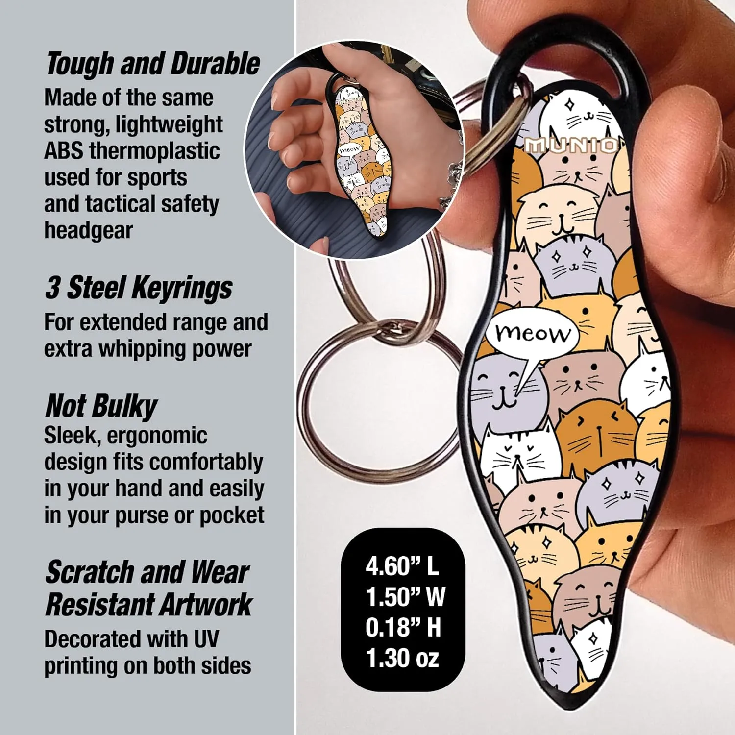 MUNIO Self Defense Keychain Kit – Personal Safety Device, Portable & Legal for Airplane Travel, TSA Approved, Made in the USA