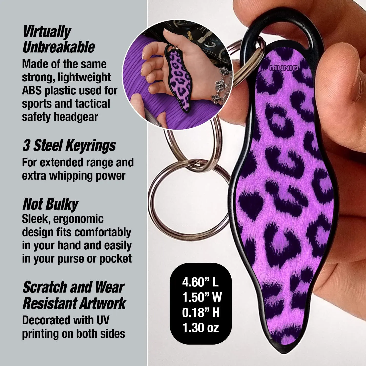 MUNIO Self Defense Keychain Kit – Personal Safety Device, Portable & Legal for Airplane Travel, TSA Approved, Made in the USA