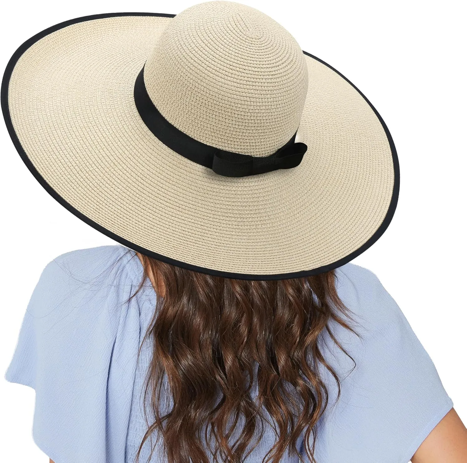 Naivlizer Women Wide Brim Sun Hat UPF50 Straw Summer Hat Floppy Beach Hat Roll-Up