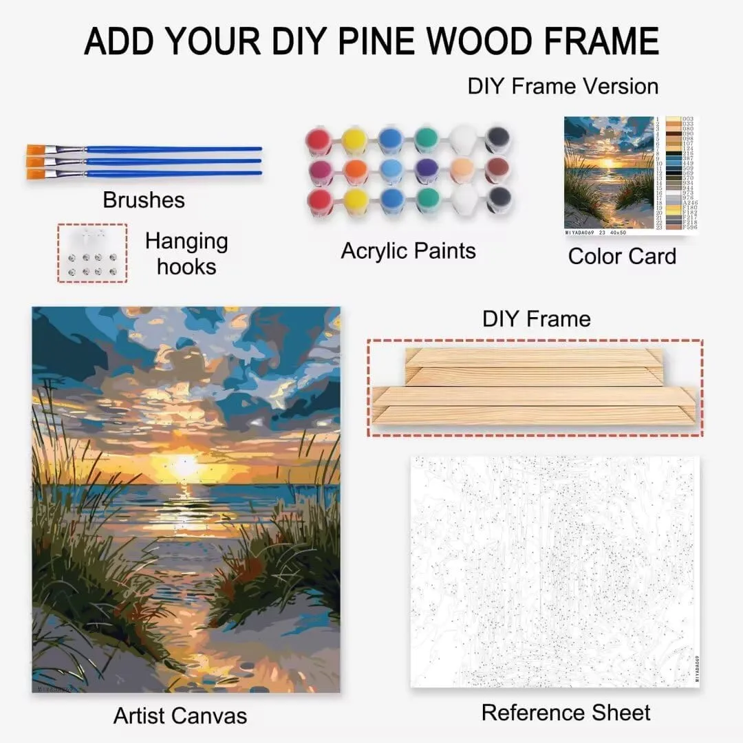 Native American Paint by Numbers Kits with Brushes and Acrylic Pigment on Canvas Painting for Adults, Waterfallat Sunset Arts Crafts Project Home Decor Landscape Gifts 16"x20" inch (DIY Framed)