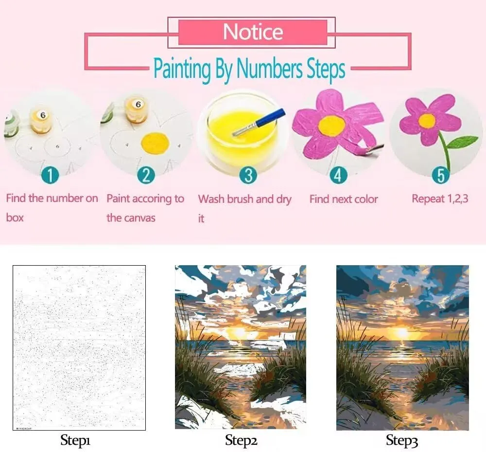 Native American Paint by Numbers Kits with Brushes and Acrylic Pigment on Canvas Painting for Adults, Waterfallat Sunset Arts Crafts Project Home Decor Landscape Gifts 16"x20" inch (DIY Framed)