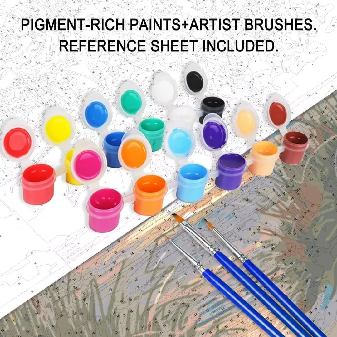 Native American Paint by Numbers Kits with Brushes and Acrylic Pigment on Canvas Painting for Adults, Waterfallat Sunset Arts Crafts Project Home Decor Landscape Gifts 16"x20" inch (DIY Framed)