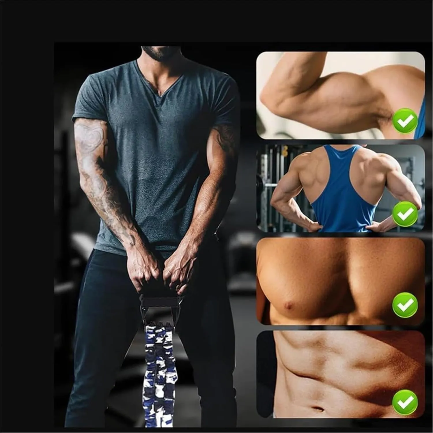 Natural Latex 3-Hole Resistance Stretcher, Chest Expander Stretch Bands for Men, High Elasticity & Tear Resistant Exercise Bands with Handles, Full-Body Basic Training, Strength Workouts