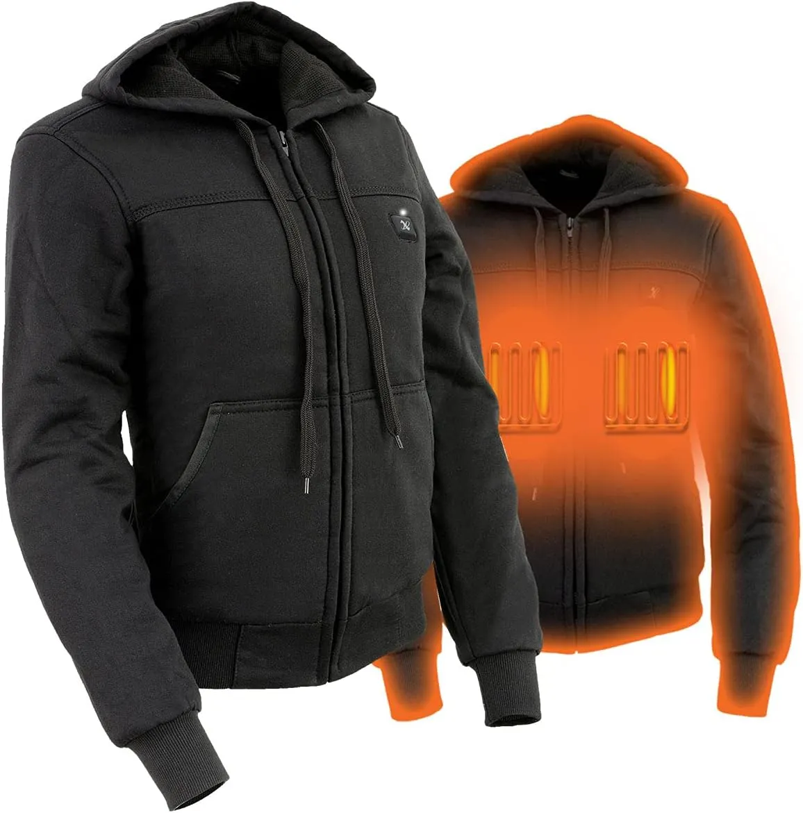 Nexgen Heat MPL2713SET Women Black 'Heated' Front Zipper Fiery Hoodie Jacket for Outdoor Activities w/Battery Pack