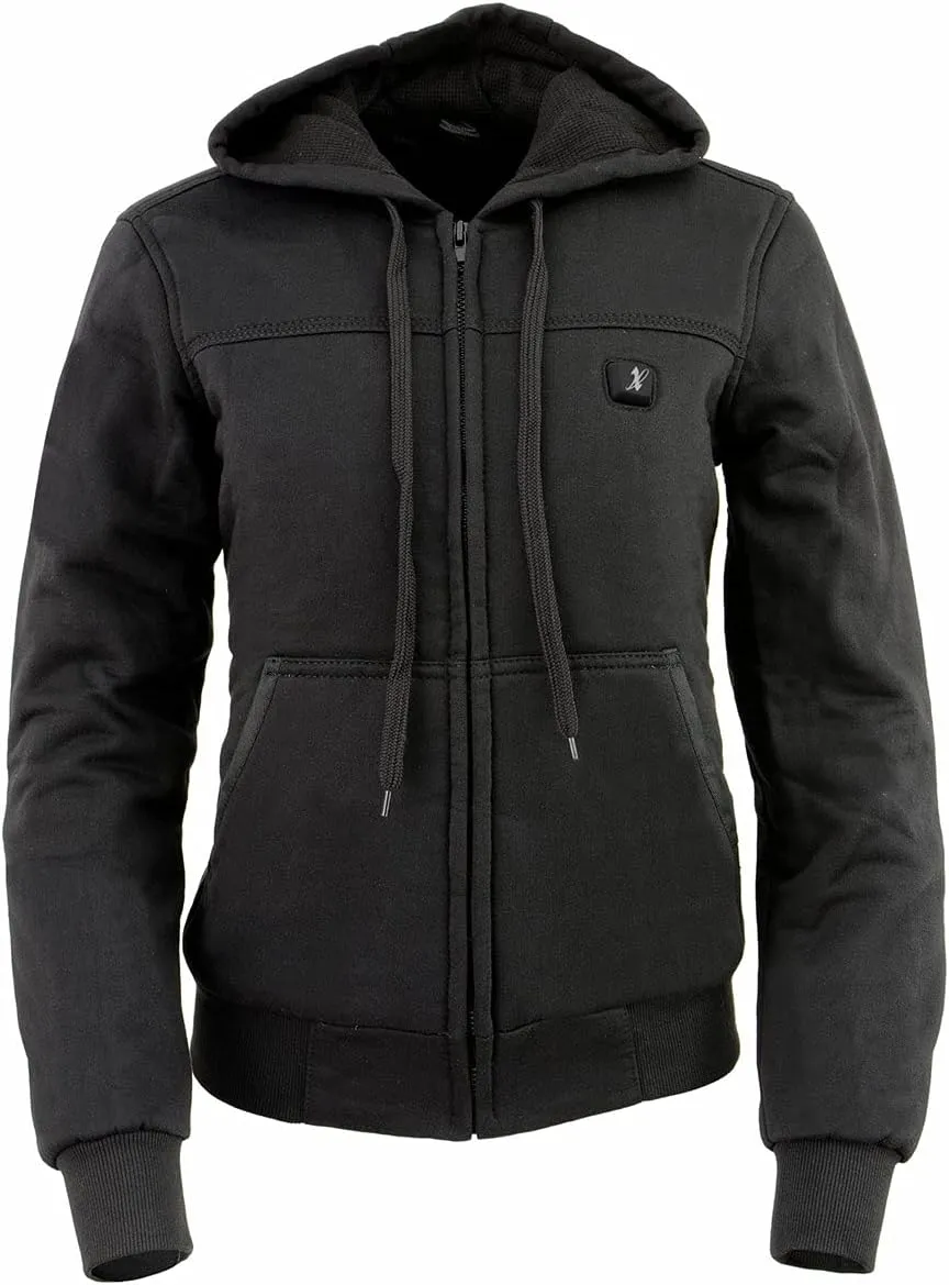 Nexgen Heat MPL2713SET Women Black 'Heated' Front Zipper Fiery Hoodie Jacket for Outdoor Activities w/Battery Pack