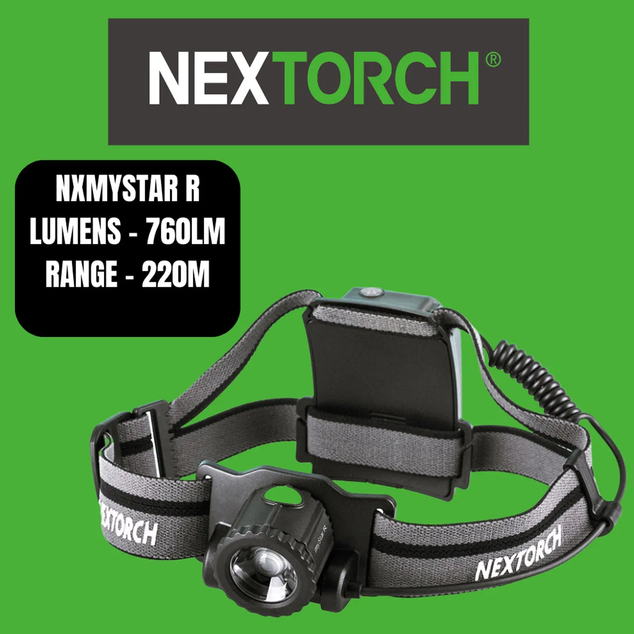 Nextorch H-Series MyStar R Rechargeable Headlight, 360 Focus-Adjustable Beam, 4 Modes, AA Battery Cartridge also Included
