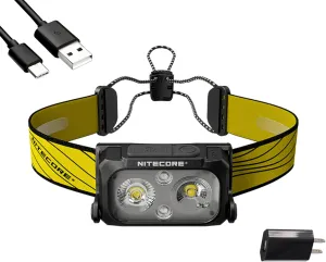 Nitecore NU25 400 Lumen USB-C Rechargeable Headlamp, Lightweight, Dual Beam, with Red Lighting for Hiking, Climbing, and Camping, with Lumentac Adapter