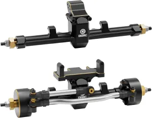 OGRC 1/24  5mm Extended Axle Set with 50° Steering Angle, Brass Knuckles, Truss & Servo Mount, Compatible with Axial SCX24 Deadbolt C10 JLU Gladiator Bronco RC Crawler (Black)