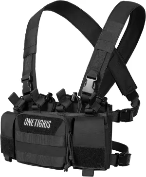 OneTigris Chest Rig, MOLLE Airsoft Chest Rigs Tactical Chest Rig Dangler Pouch Admin Pouch for Hunting Shooting Hiking