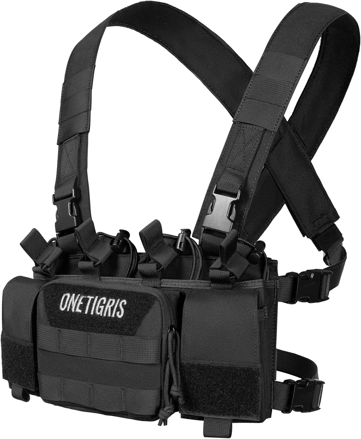 OneTigris Chest Rig, MOLLE Airsoft Chest Rigs Tactical Chest Rig Dangler Pouch Admin Pouch for Hunting Shooting Hiking