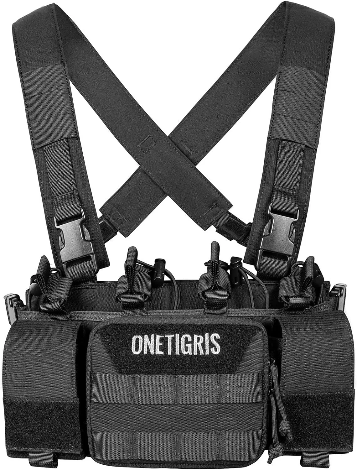 OneTigris Chest Rig, MOLLE Airsoft Chest Rigs Tactical Chest Rig Dangler Pouch Admin Pouch for Hunting Shooting Hiking