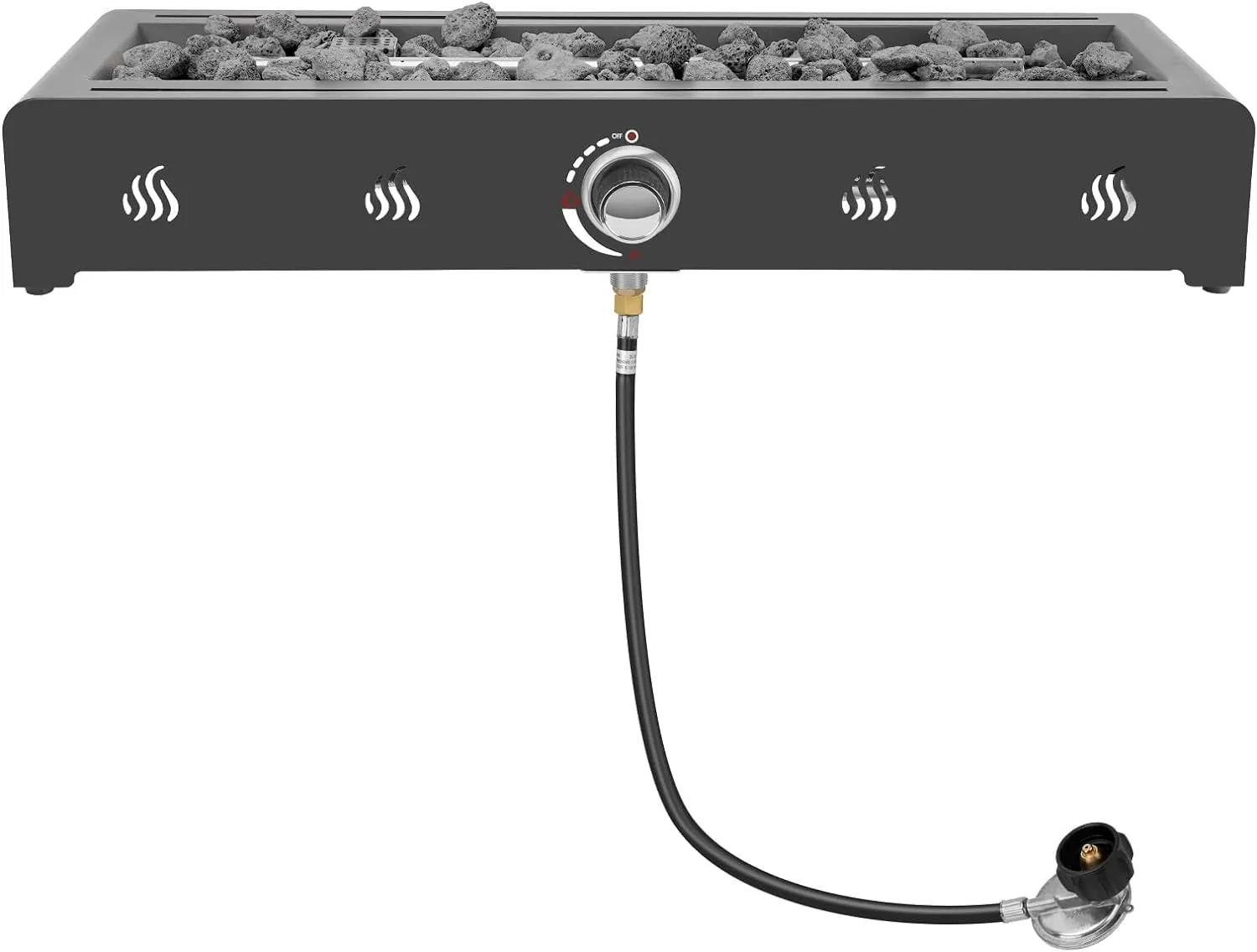 Onlyfire 28 Inch Tabletop Gas Fire Pit, Outdoor Propane Fire Pit Bottom Mounted with Glass Wind Guard and Lava Rock, Rectangular Smokeless Fire Table Indoor Outdoor Fireplace