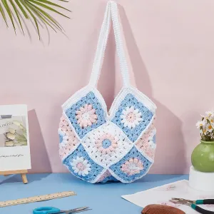ORIGACH Crochet Bag Kit for Beginners Adults, Gorgeous Flower Granny Square Bag Crochet Kit Easy Crochet Shoulder Bag Set with Step by Step Video Tutorial, Instruction, Yarn, Hook, Accessories
