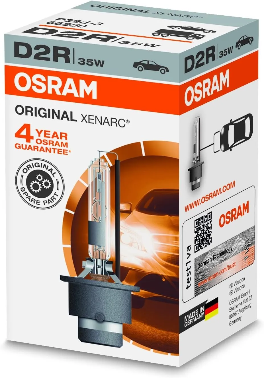 OSRAM XENARC ORIGINAL D2R xenon headlamp bulb 66250  100% 4150K 1 piece in folding box
