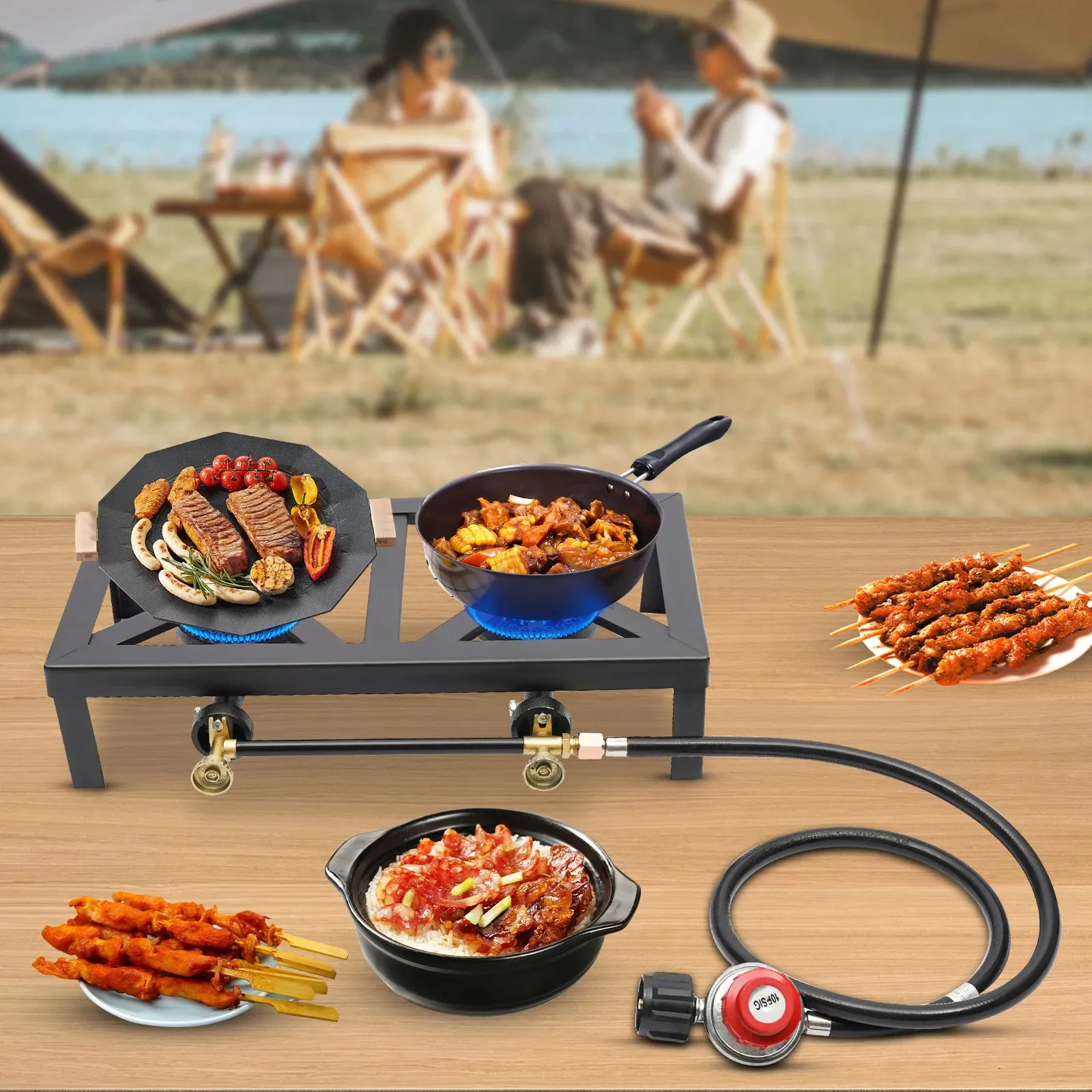 Outdoor Double Burner Propane Stove Cooker