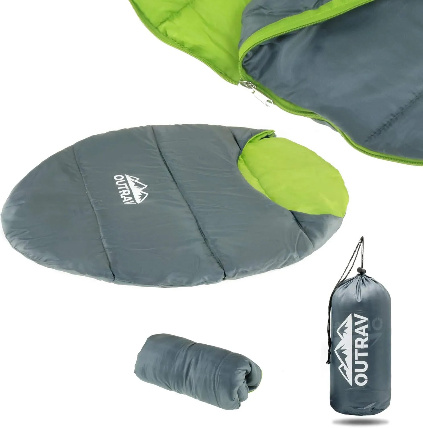 Outrav Dog Sleeping Bag, Extra Durable Waterproof Pet Bed Mat, Portable Camping Dog Bed with Stuff Sack, 48x36x15 inches, Green