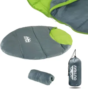 Outrav Dog Sleeping Bag, Extra Durable Waterproof Pet Bed Mat, Portable Camping Dog Bed with Stuff Sack, 48x36x15 inches, Green