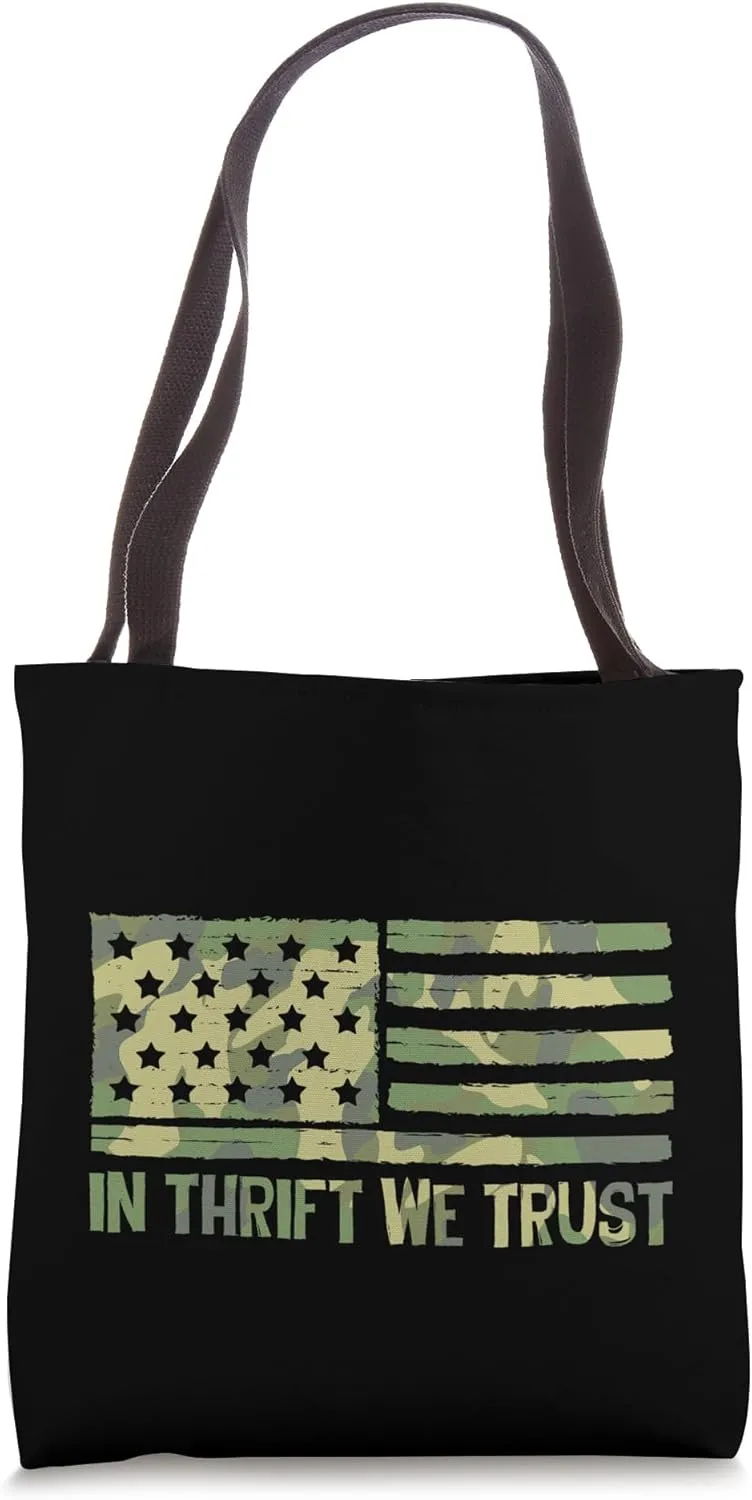 Patriotic American Flag In Thrift We Trust 4th of July USA Tote Bag