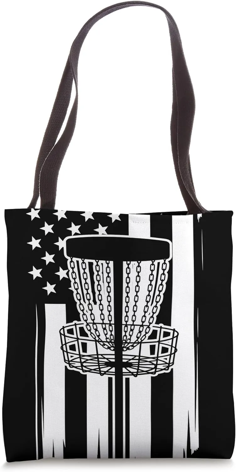 Patriotic USA Flag Frisbee Golf Player Disc Golf Tote Bag