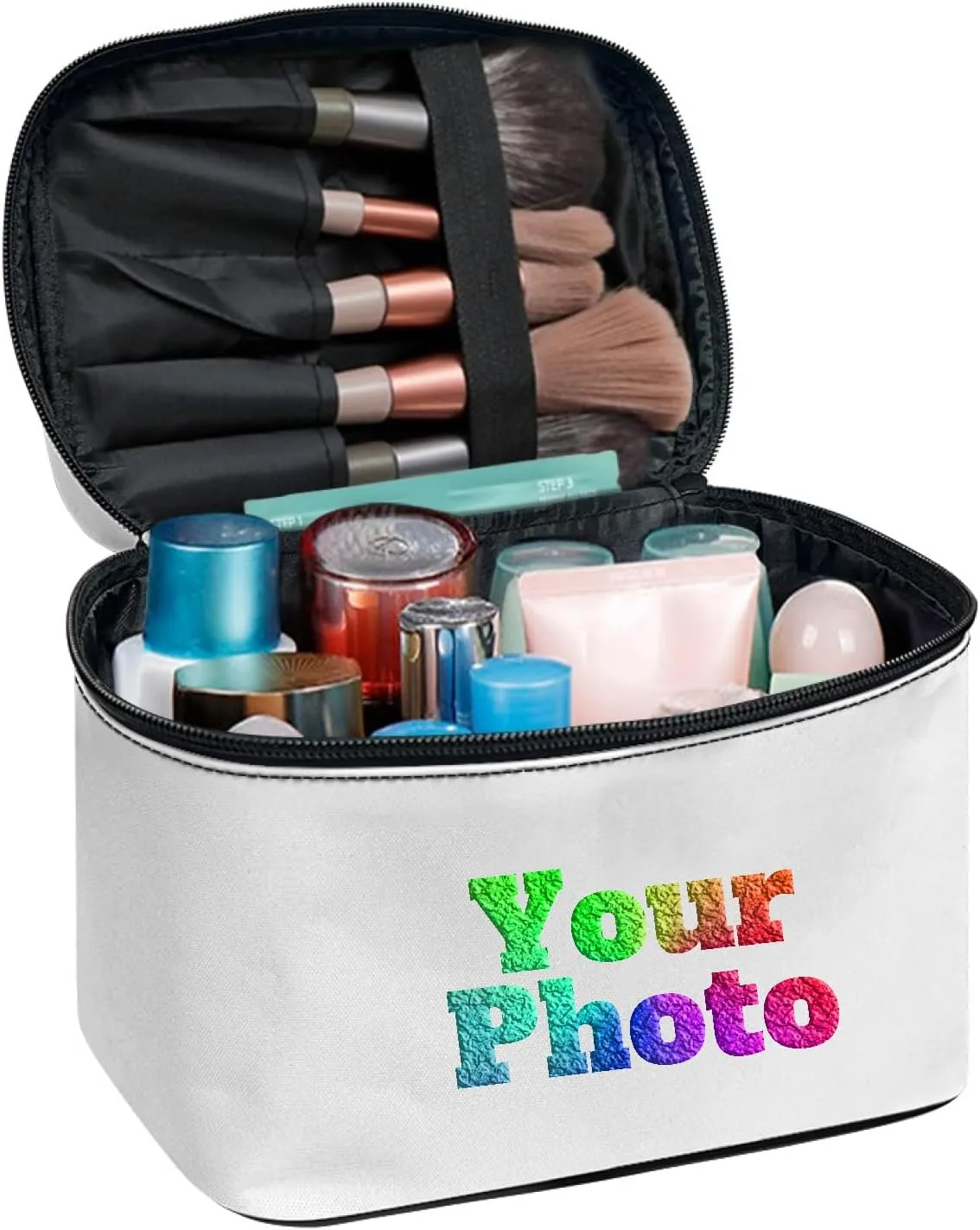 Personalized Your Photo Make Up Bag Casual Cosmetic Storage Bag Portable Toiletry Bag Zipper Make Up Case Organizer for Women