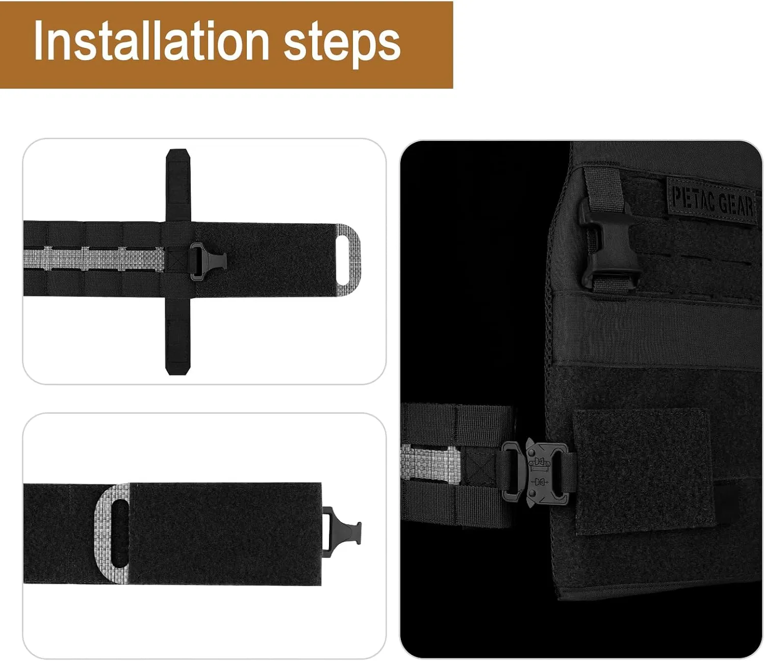 PETAC GEAR 2 PCS Tactical Cummerbund Adapters,Metal Buckle Kit Laser Cut Quick Release Set up with for FCPC FCSK V5 3AC Cummerbunds