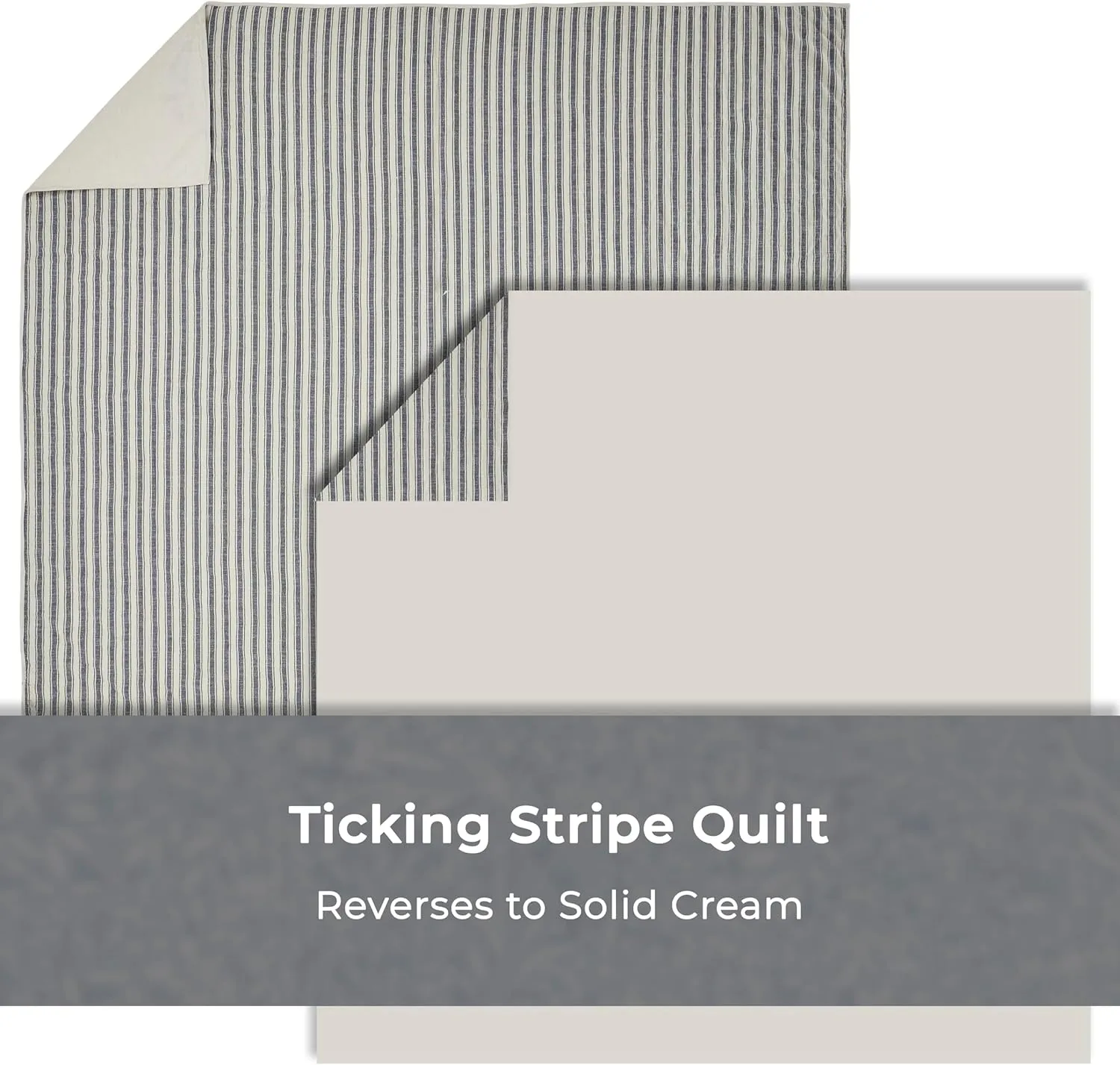 Piper Classics Market Place Blue Ticking Stripe Standard King Quilt