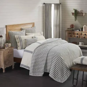 Piper Classics Market Place Blue Ticking Stripe Standard King Quilt