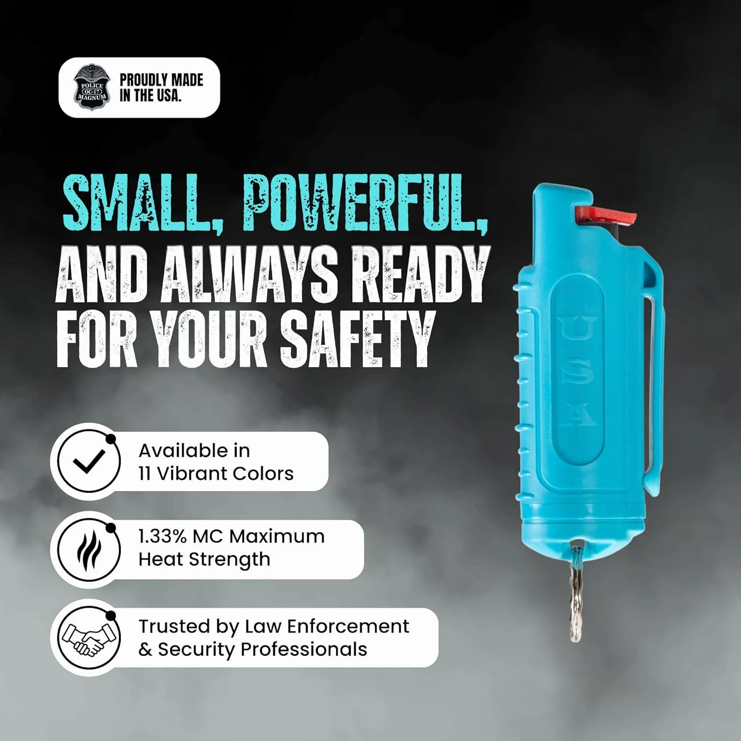 Police Magnum Bulk Pepper Spray Keychain Self Defense- Tactical Maximum Strength- Belt Clip Safety Key Chains for Women & Men- Made in The USA