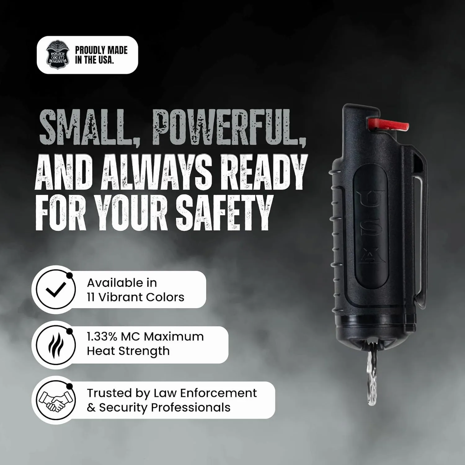 Police Magnum Bulk Pepper Spray Keychain Self Defense- Tactical Maximum Strength- Belt Clip Safety Key Chains for Women & Men- Made in The USA