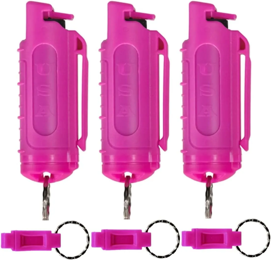 Police Magnum Keychain Pepper Spray Self Defense Belt Clip Holder - 3 Pack Tactical Maximum Strength OC with Dye - Small Safety Key Chains for Women & Men - Made in The USA