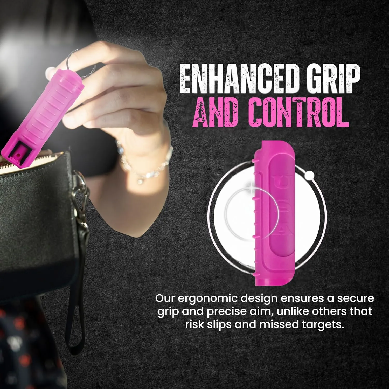 Police Magnum Keychain Pepper Spray Self Defense Belt Clip Holder - 3 Pack Tactical Maximum Strength OC with Dye - Small Safety Key Chains for Women & Men - Made in The USA