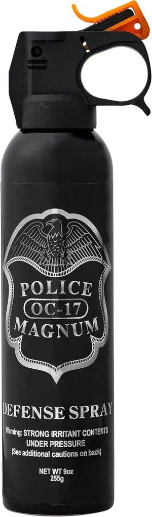 Police Magnum Large Pepper Spray Fogger Self Defense - Tactical Maximum Strength Security & Protection - Black Portable Fire Master Canister - Made in The USA -