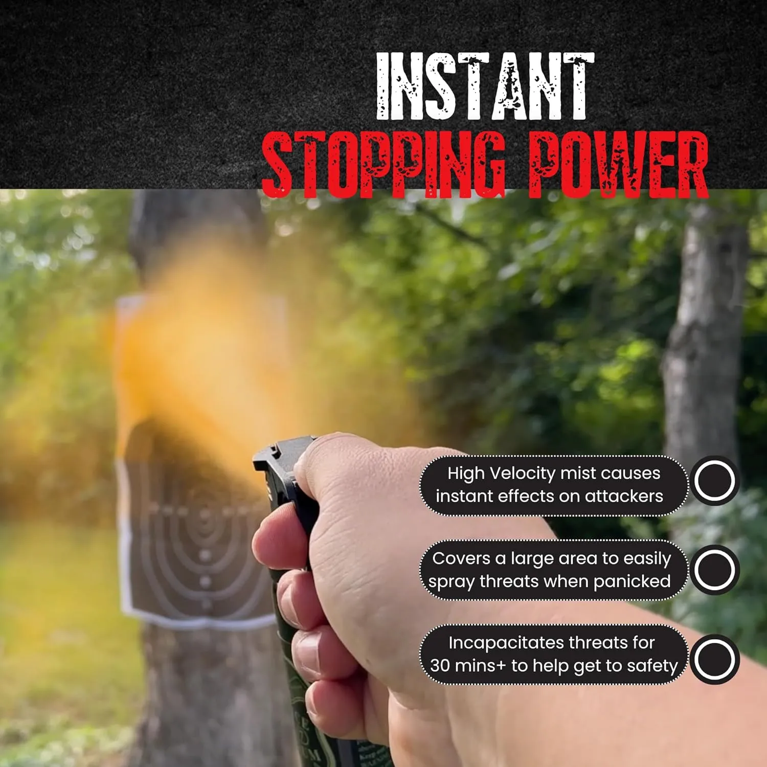 Police Magnum Large Pepper Spray Fogger Self Defense - Tactical Maximum Strength Security & Protection - Black Portable Fire Master Canister - Made in The USA -